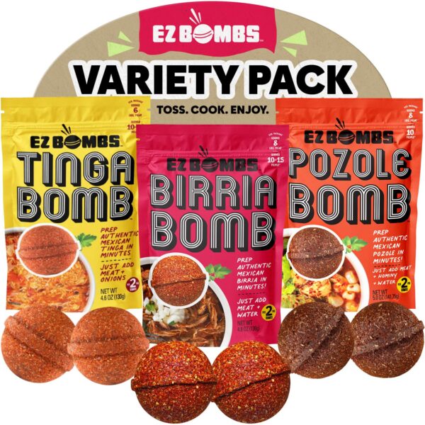 EZ Bombs Variety Pack – Pozole, Tinga & Birria Bomb Seasonings